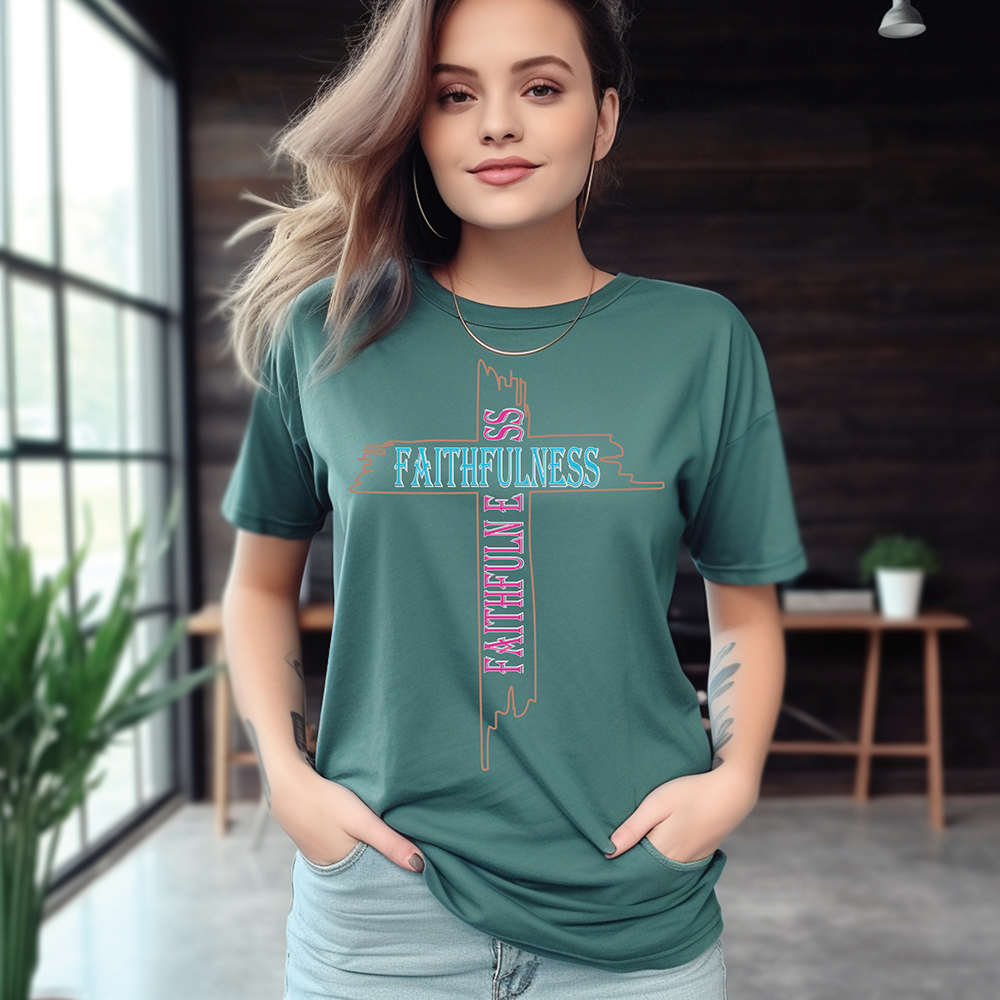 T-Shirt Faithfulness Green Front 1(L)
